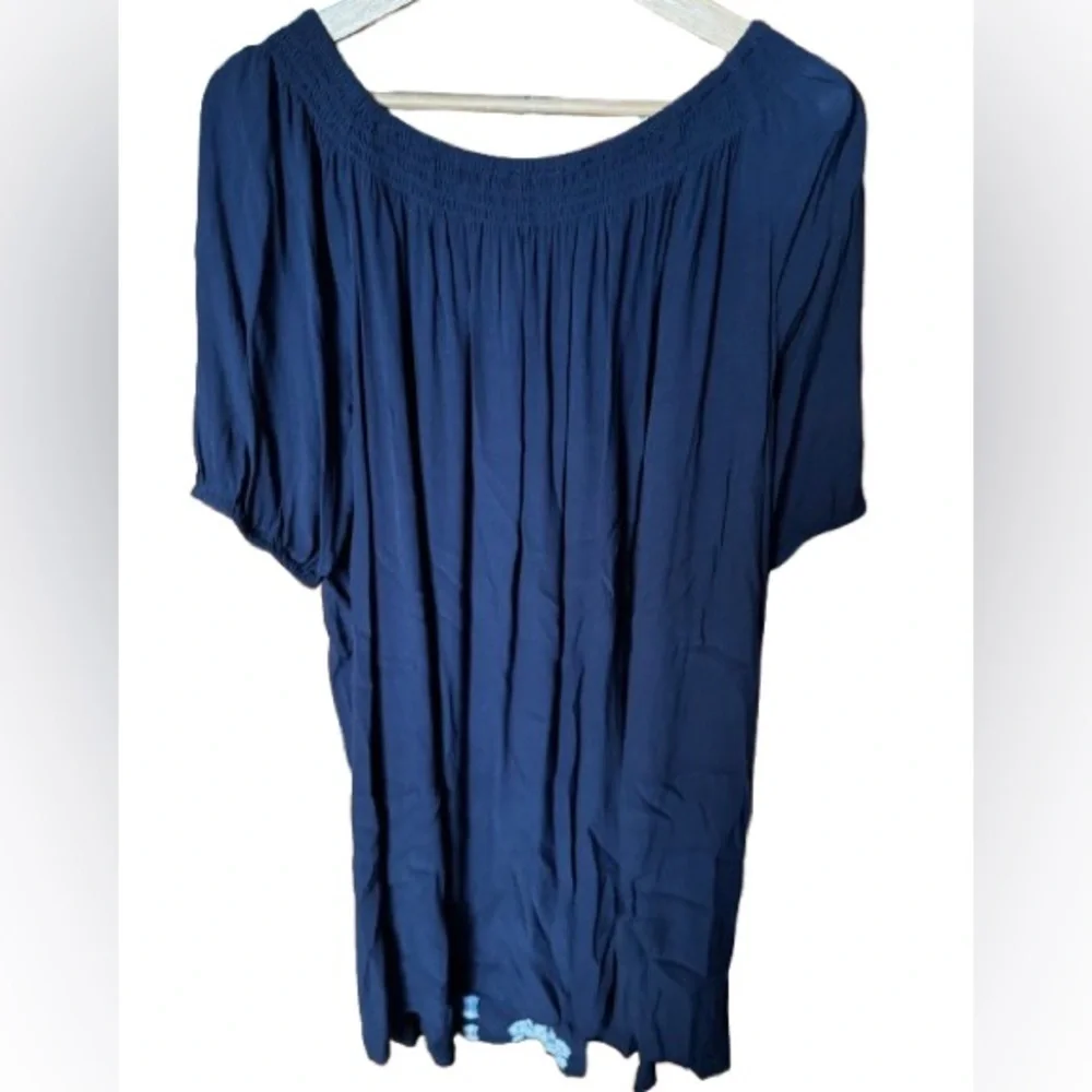 LOFT Dark Blue dress with White Embroidery - Picture 3 of 8